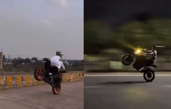 CG News: Traffic police crackdown on stunt bikers, fined 38 thousand rupees after making them stand like a rooster